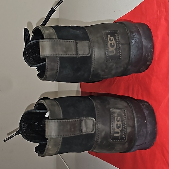 UGG Heather Waterproof Rain Lace up Bootie Sz 9.5 Black VGUC Comfortable - Picture 14 of 16